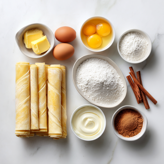 Ingredients for pastel de nata custard tarts