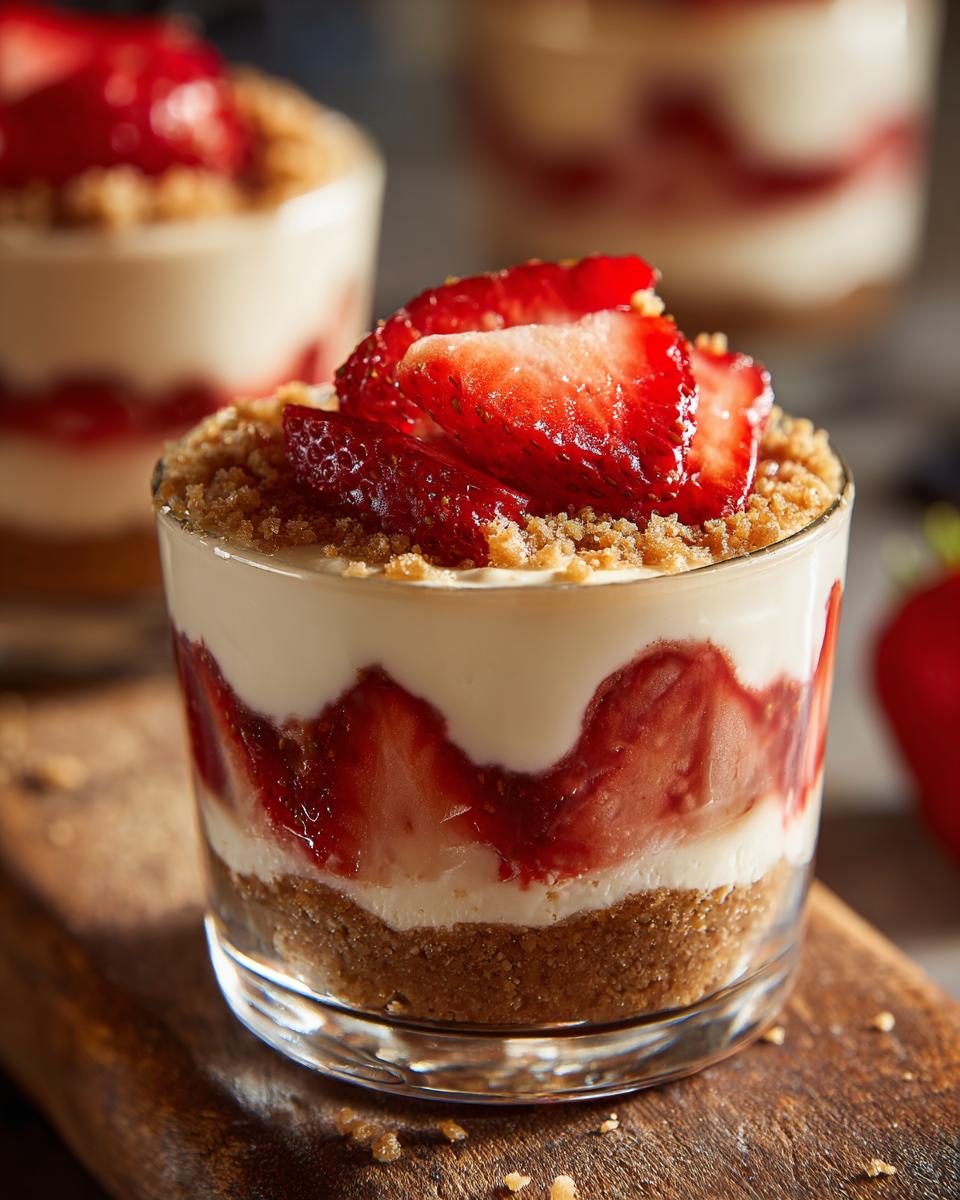 No-Bake Strawberry Cheesecake Cups in 3 Steps! 4 No Bake Strawberry Cheesecake Cups - detail 1