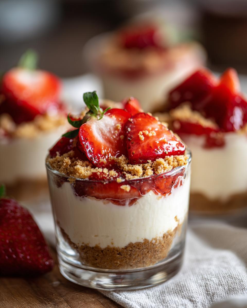No-Bake Strawberry Cheesecake Cups in 3 Steps! 5 No Bake Strawberry Cheesecake Cups - detail 2