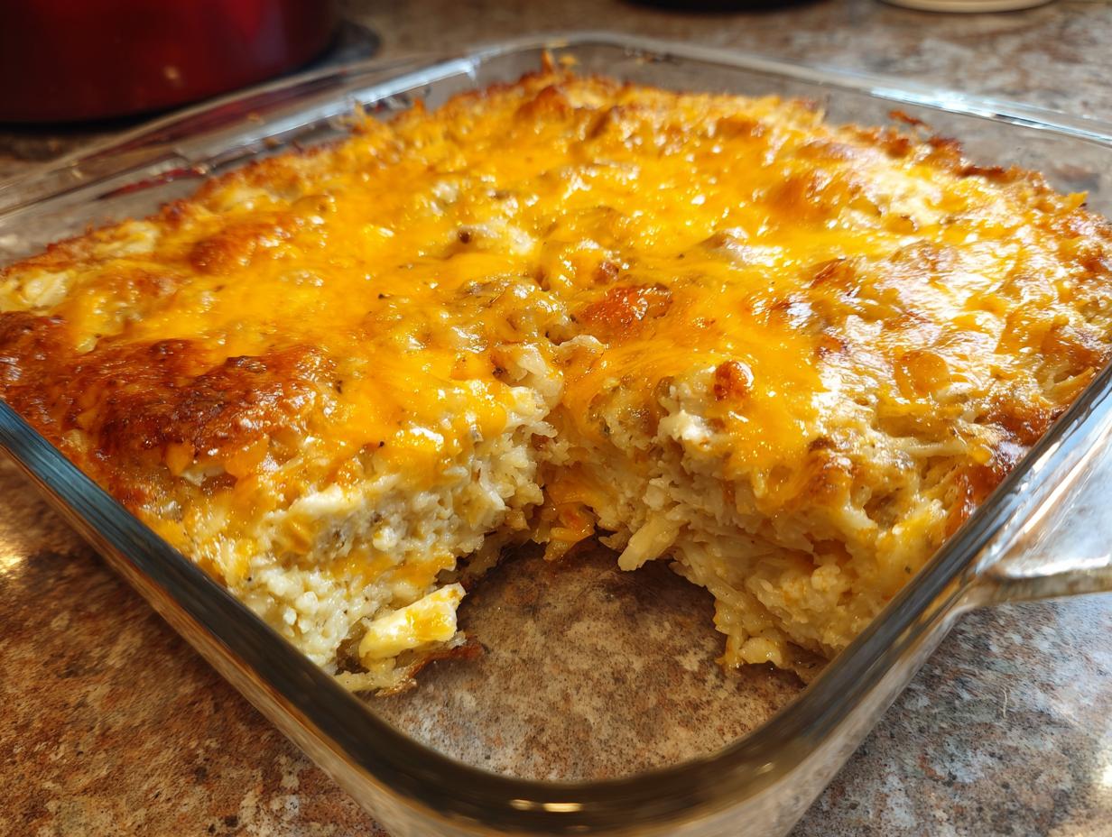 Unbelievably Easy Creamy Chicken & Hashbrown Casserole!
