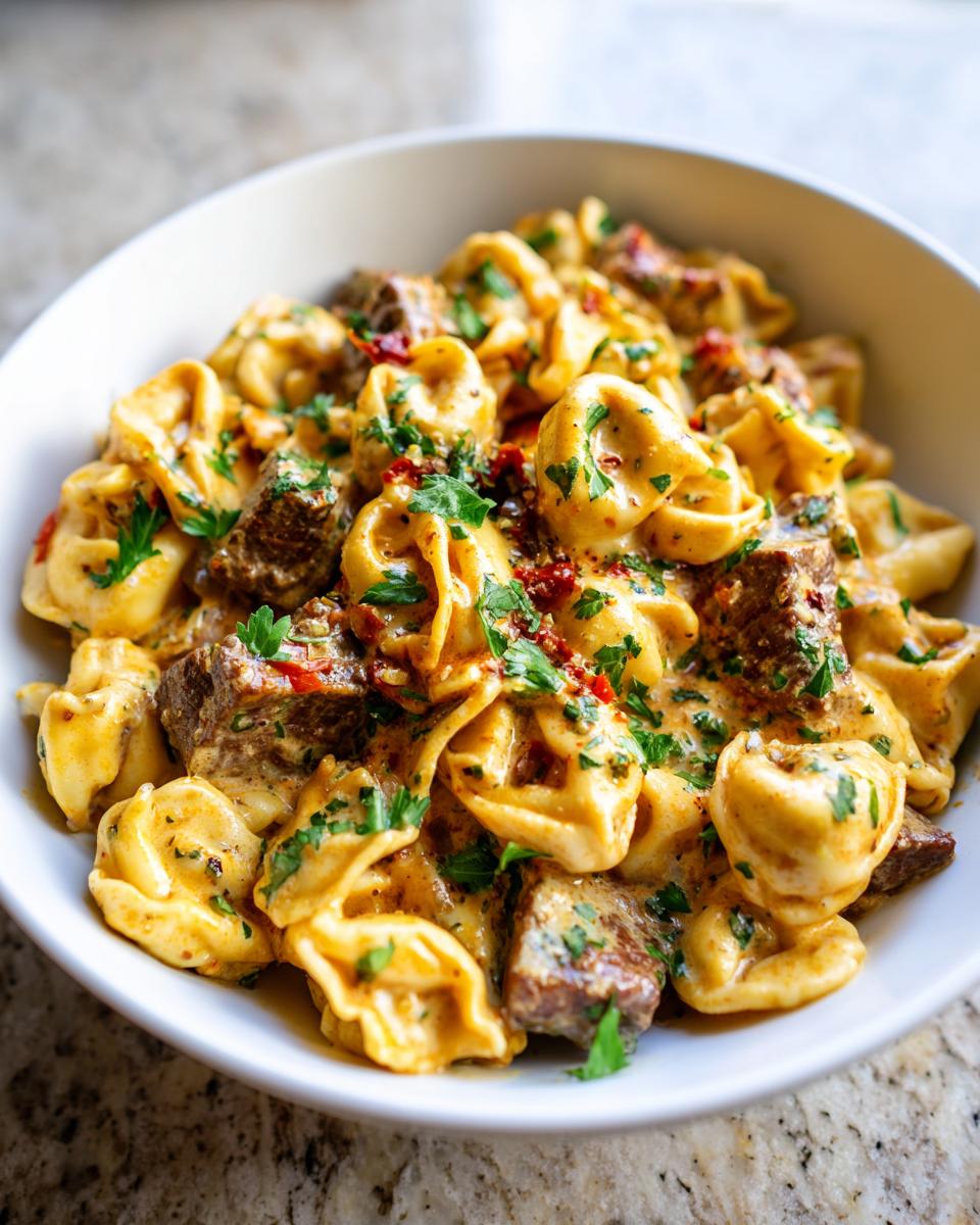 Unforgettable Garlic Steak Tortellini in Under 40 Minutes!