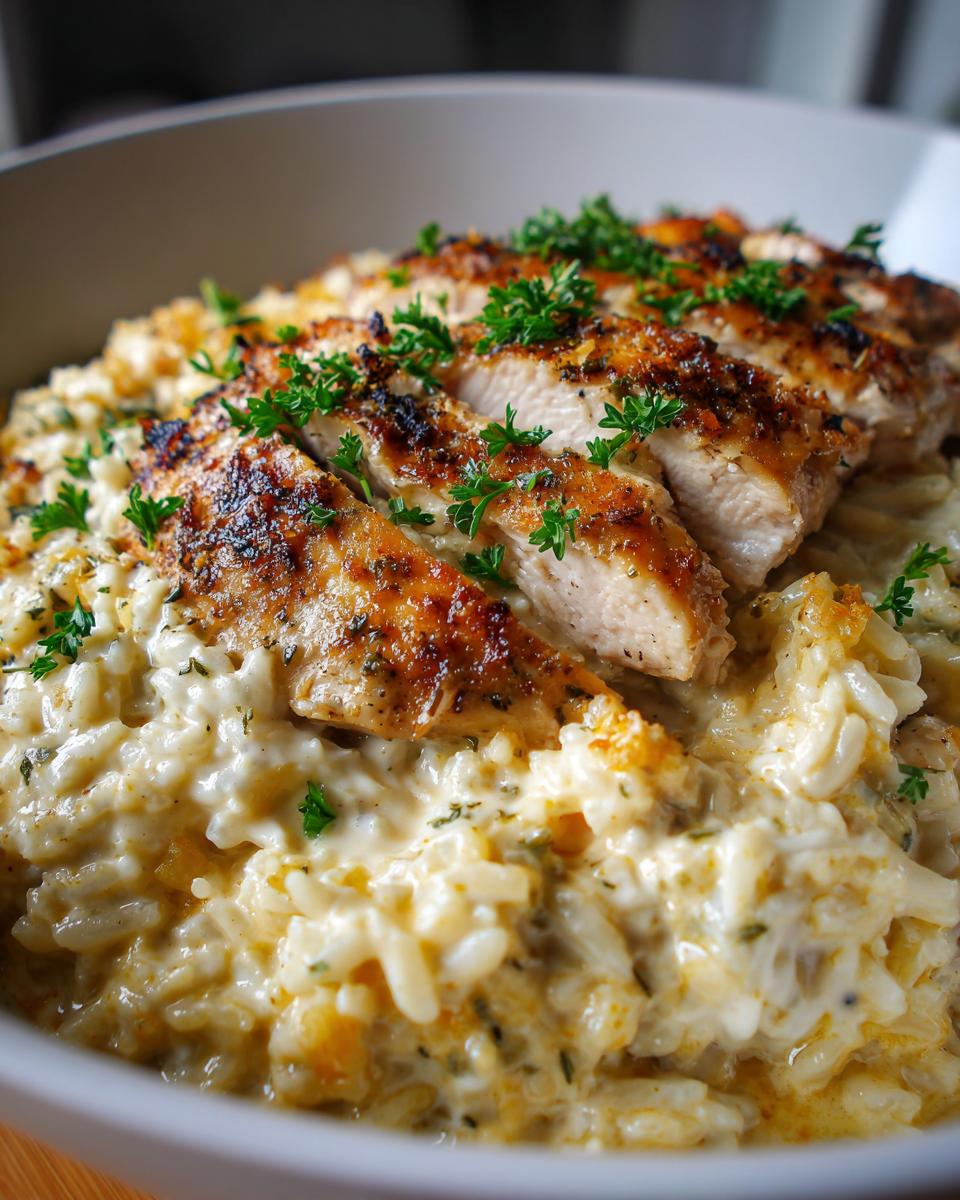 Amazing! 1-Pan Creamy Chicken & Rice Bake (No Cheese) - 3 Easy Steps
